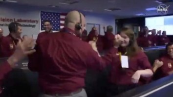 A Pair Of NASA Scientists Threw Down An NBA-Worthy Handshake After Landing A Probe On Mars