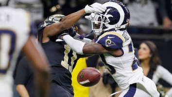Alternate Angle From The Stands Of The Uncalled Rams Pass Interference Penalty Is Stunningly Egregious