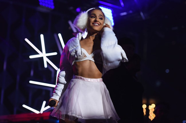 BOSTON, MA - DECEMBER 11: Singer Ariana Grande performs on stage during KISS 108's Jingle Ball 2016 at TD Garden on December 11, 2016 in Boston, Massachusetts. (Photo by Dave Kotinsky/Getty Images for iHeart)