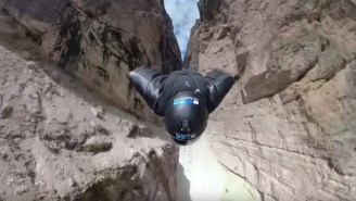 Guy Comes Within Inches Of Crashing Into Solid Rock In The Craziest Wingsuit Footage You’ll Ever See