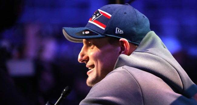 people are mad at gronk for making a '69' joke with a female reporter