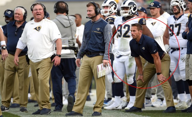 rams' strength coach ted rath keeps sean mcvay safe on the sidelines