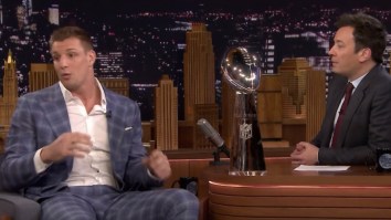 Gronk Talks About Getting Hit In The Head By A Beer At The Super Bowl Parade And Shows Off His Scar