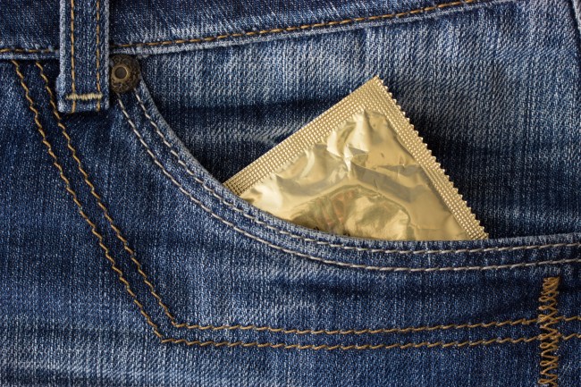 condom wrapper inside jeans pocket
