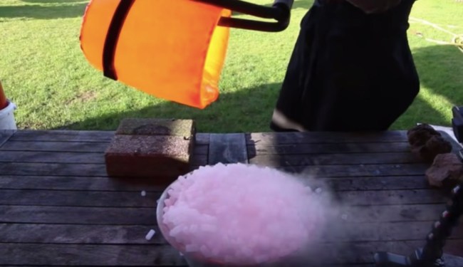 lava poured on dry ice
