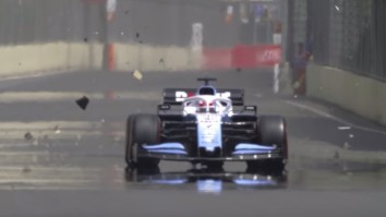 An F1 Car Got Demolished By A Manhole Cover On The Track