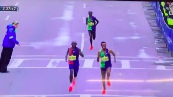 WATCH: Boston Marathon Runner Goes Into Dead Sprint To Win By Two-Tenths Of A Second In Incredible Finish