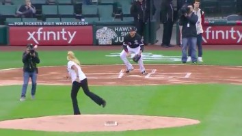 An Innocent Cameraman Almost Got Beheaded By One Of The Worst First Pitches You’ll Ever See