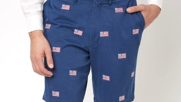 We All Have A Friend Who NEEDS These Ridiculously Preppy Embroidered American Flag Shorts