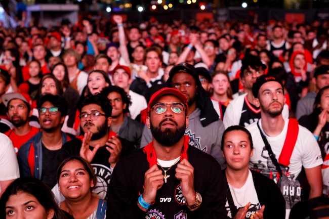 Raptors Fans Gather At 'Jurassic Park' In Toronto To Watch Their Team's First NBA Finals Series