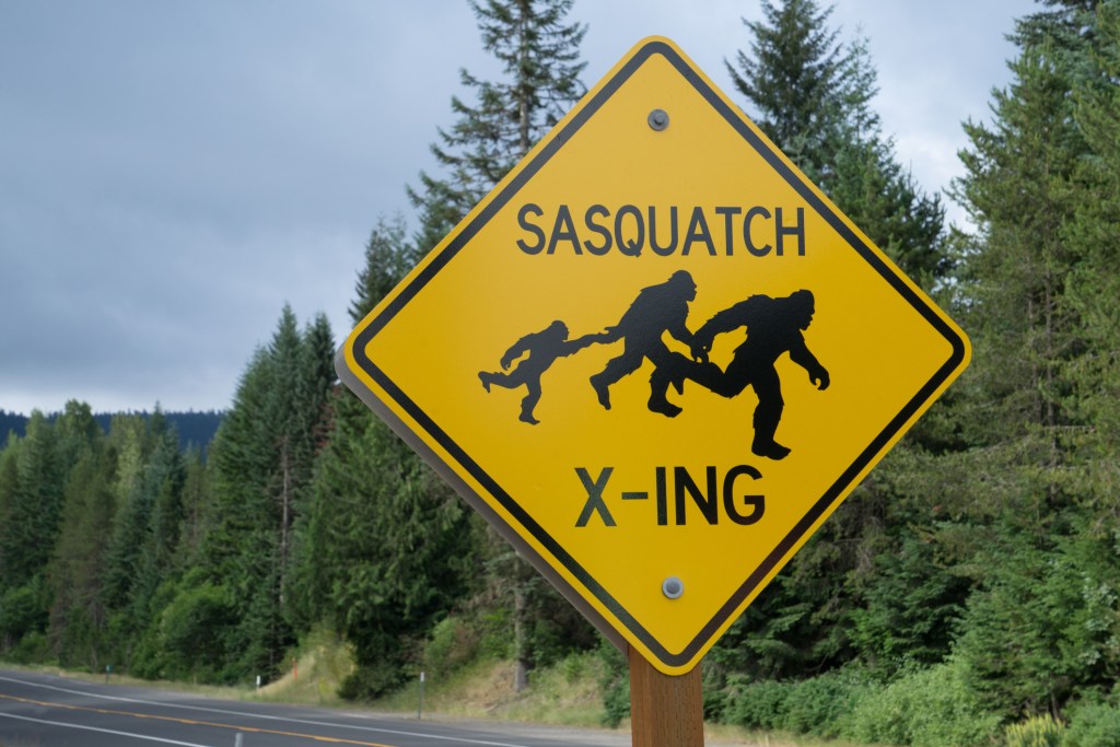 Sasquatch crossing sign Bigfoot
