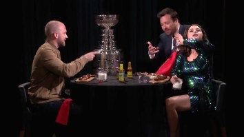 Selena Gomez And Jimmy Fallon’s ‘Hot Ones’ Challenge Ended With Her Licking The Tablecloth