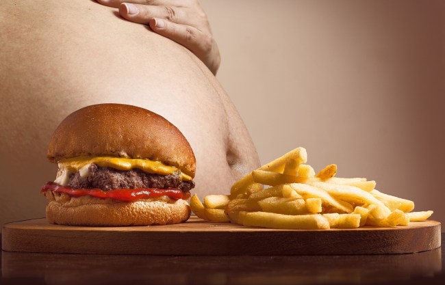 fat belly fried food hamburger