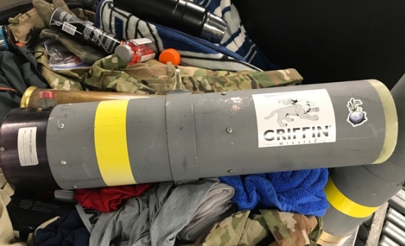 Transportation Security Administration (TSA) agents at Baltimore/Washington International Thurgood Marshall Airport detected an inert missile launcher in a Jacksonville, Texas, man’s checked bag early according to a post on Twitter.