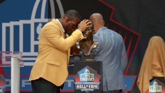 Patriots’ Great Ty Law Rocked Diamond-Encrusted Jordans Made With 12,000 Crystals To His HOF Ceremony And I Want To Marry Them