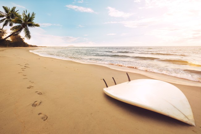 surfboard on tropical beach