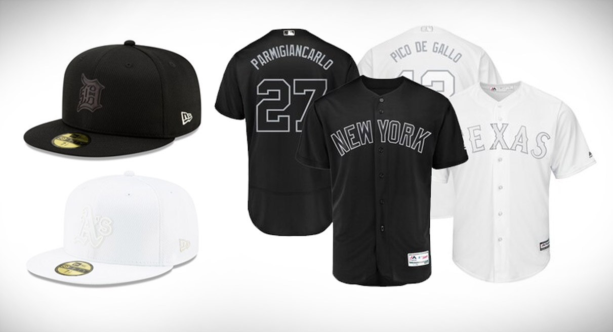 black and white baseball uniforms