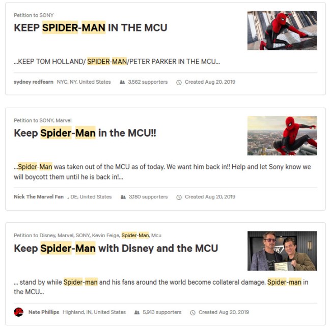 Spider-Man Sony Change Org Petitions
