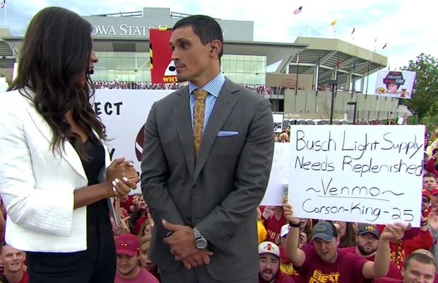 college gameday beer money sign donation