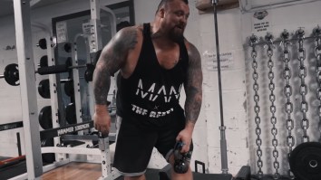 Watch And Cringe As Strongman Man Eddie Hall Lifts A Kettlebell Using Just His Junk