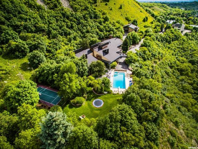 Aerial view of Post Malone's house in Big Cottonwood Canyon