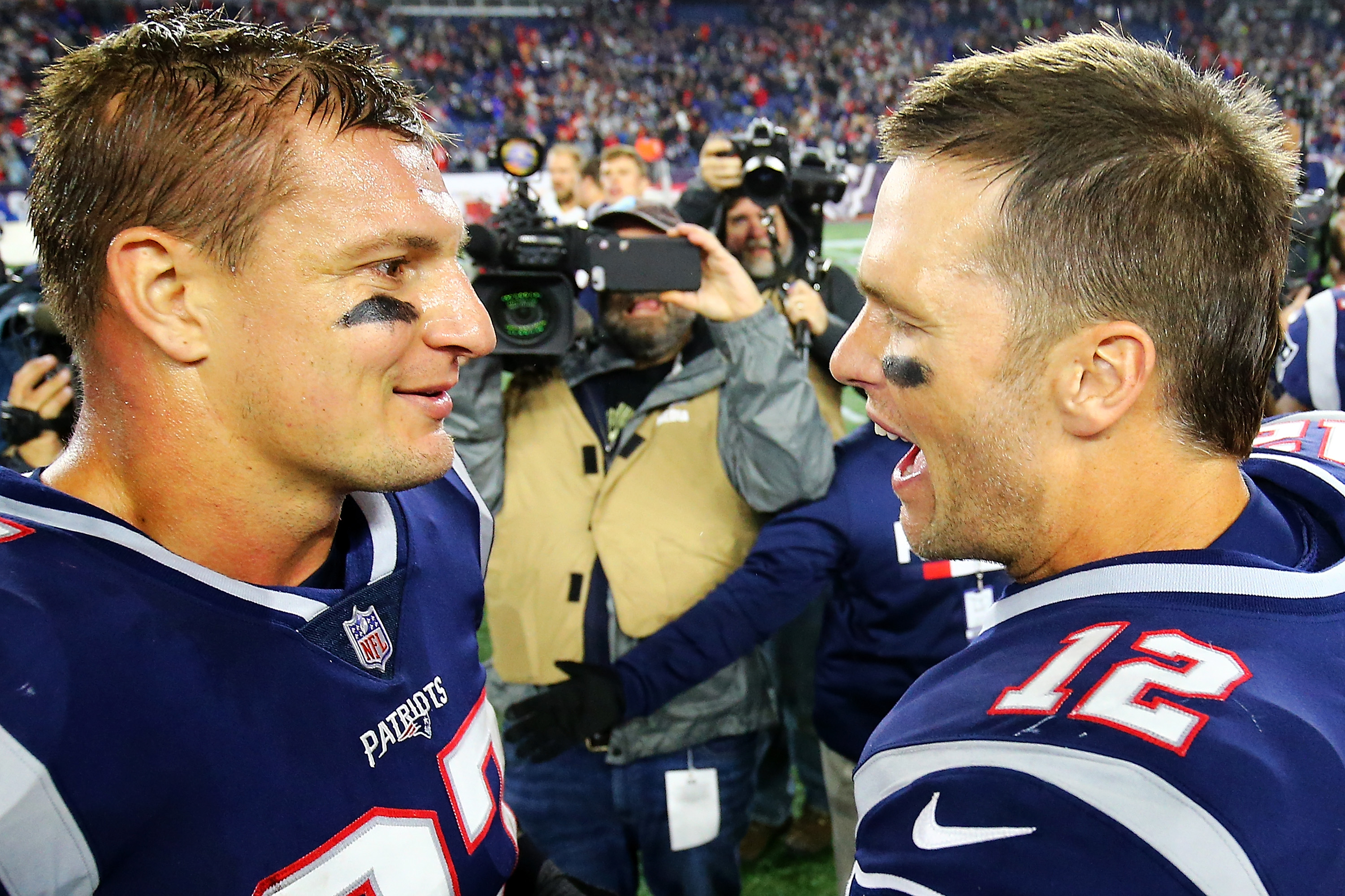 Tom Brady 'definitely did rig the system to get into the playoffs,' Rob  Gronkowski jokes