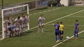 11 Players Standing In Right Front Of The Goal Couldn’t Stop This Bizarre Indirect Free Kick From Inside The Box