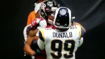 Falcons’ Devonta Freeman Ejected For Throwing Punch At Aaron Donald As Donald Lifted Him Up Off His Feet Like A Child