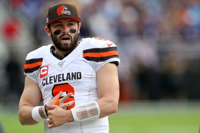 Baker Mayfield shades Lamar Jackson's passing skills during huddle in last weeks' contest