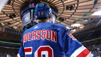 Rangers’ Lias Andersson Wipes Out During Introductions And NHL Twitter Enjoyed It Thoroughly