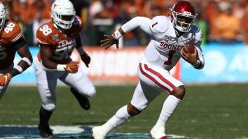Jalen Hurts Goes Behind The Back To Somehow Avoid A Sack Before Completing A Pass Downfield