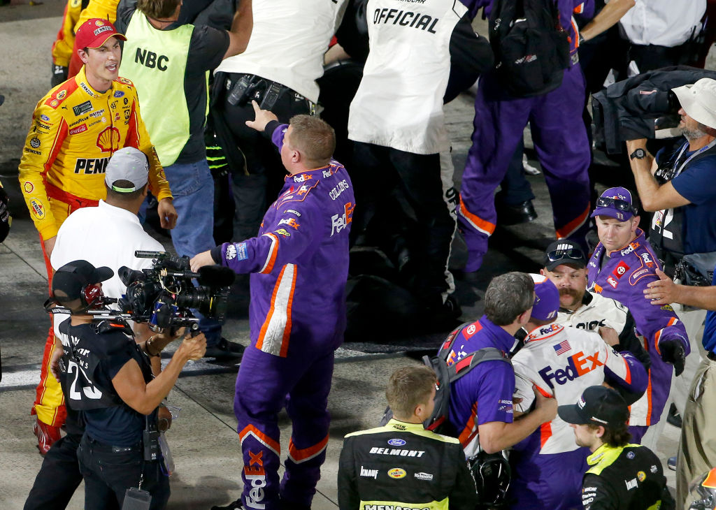 NASCAR FIGHT Joey Logano And Denny Hamlin Throw Punches On Pit Road At Martinsville BroBible
