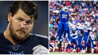 The Bills Defense Is Ruthlessly Ripping Titans’ Taylor Lewan On Twitter After They Beat Him In His Return From Suspension For Failed PED Test