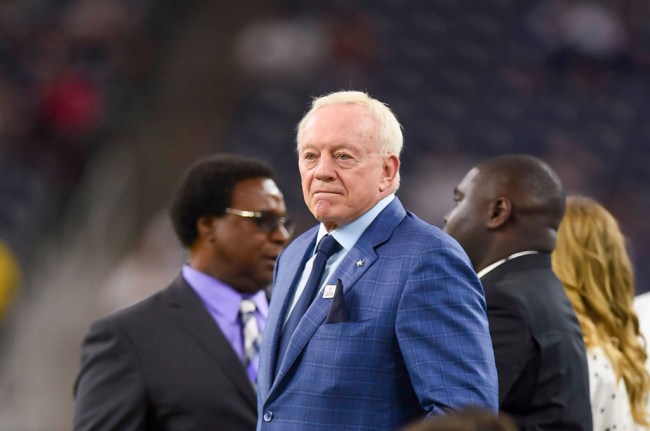 Owner Jerry Jones chews out his Dallas Cowboys team after loss to the New England Patriots. 