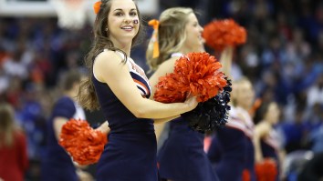 OK BOOMER! Old Man Sitting Courtside Busted Recording Auburn Cheerleader Dancing Up Close