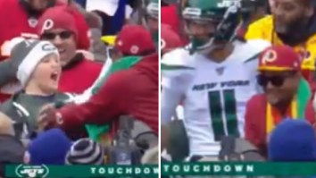 Older Redskins Fan Rips Touchdown Ball Away From Little Kid In The Stands During Jets-Redskins Game