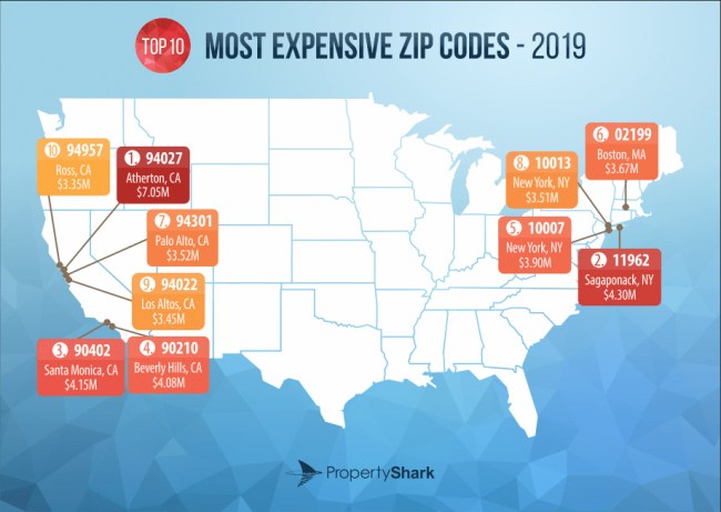 91 Of The 100 Most Expensive Zip Codes In America For 2019 Are In California Brobible 6027
