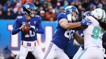 Eli Manning Throws Absolutely Awful Interception Against The Dolphins