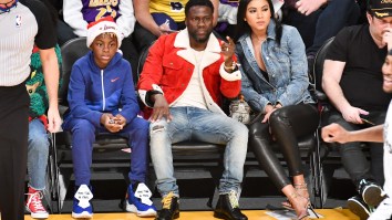 Anthony Davis Fell Onto Kevin Hart’s Lap Courtside During The Lakers Game And Got The Meme Treatment