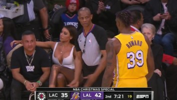 Newly Engaged Vegas Dave And Holly Sonders Make An Appearance At Lakers-Clippers Christmas Day Game