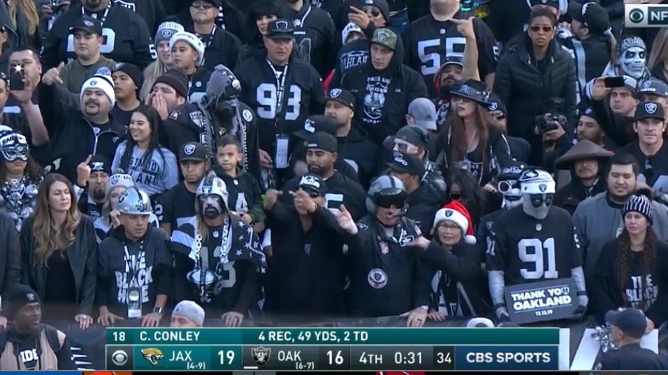 Raiders Fans Boo Derek Carr, Throw Trash On The Field After Loss In Final Game In Oakland BroBible