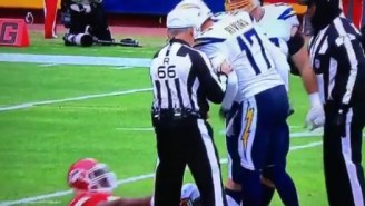 An Angry Philip Rivers Punches Chris Jones In The Ribs For Tackling Him Low On Play In Chargers-Chiefs Game