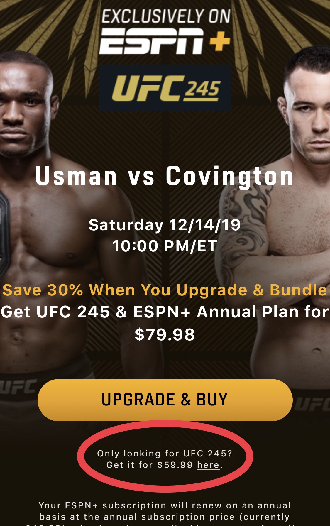 How to Buy UFC 245 Watch PPV + ESPN Plus Bundle Details for MMA Fans