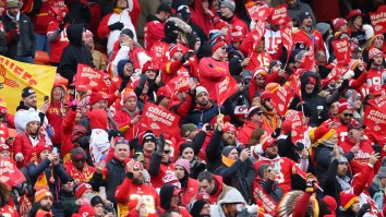 Chiefs Fan Pulls Out BBQ Rib From Jacket Pocket And Eats It During AFC Championship Game