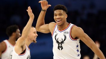 It Sure Looks Like Steph Curry Told Giannis Antetokounmpo He Should Come Play For The Warriors During A Postgame Chat