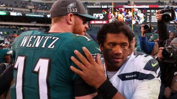 Russell Wilson Immediately Went To Get An Update On Carson Wentz’s Injury After Beating The Eagles