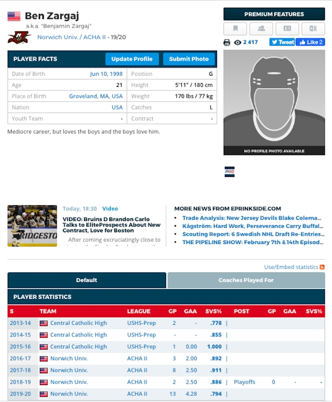 A College Hockey Player Who Says He's The 'Definition Of Average' Wrote