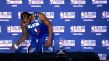Video Shows Kawhi Leonard Removing Gatorade Bottle From Table And Whispering ‘Not Sponsored By Gatorade’ During All-Star Press Conference