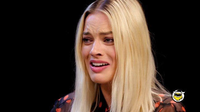 Margot Robbie Eating Wings On The Hot Ones Challenge