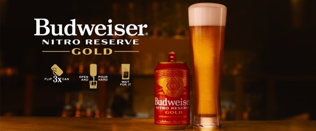 Anheuser-Busch unveiled a golden lager infused with nitrogen gas for a bold taste and silky-smooth finish known as Budweiser Nitro Reserve Gold beer.